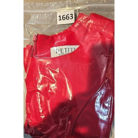 Petite Sophisticate Red Sheath Dress Knee Length Sleeveless Lined Sz M Layered - Picture 7 of 7